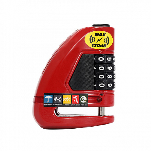 Велосипедный замок Ulac Air Alarm Combo Disc Lock Red
