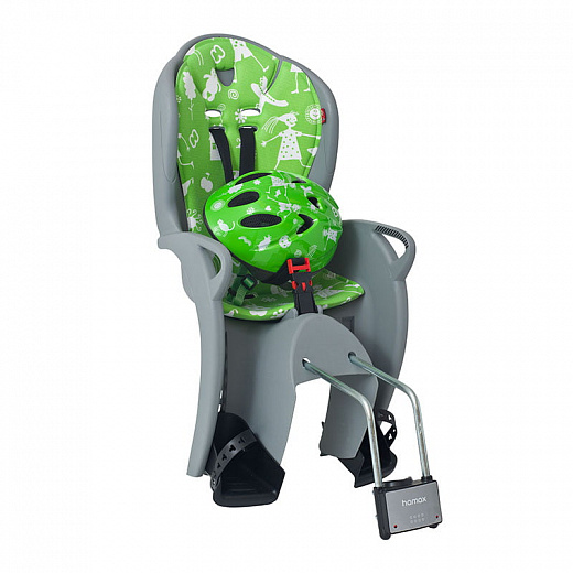 Детское кресло для велосипеда Hamax Kiss Safety Package (Child Seat + Helmet) Grey/Green